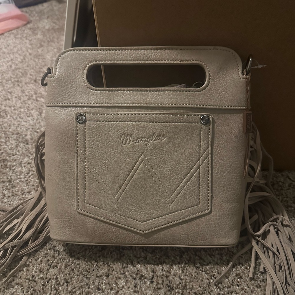 Wrangler Cream and Brown Embroidered Fringe Clutch - Picture 2 of 2